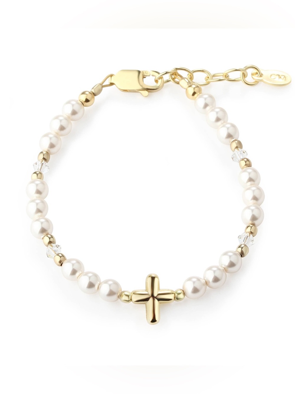Cherished Moments 14K Gold-Plated Baby Cross Bracelet: Medium 1-5 Years